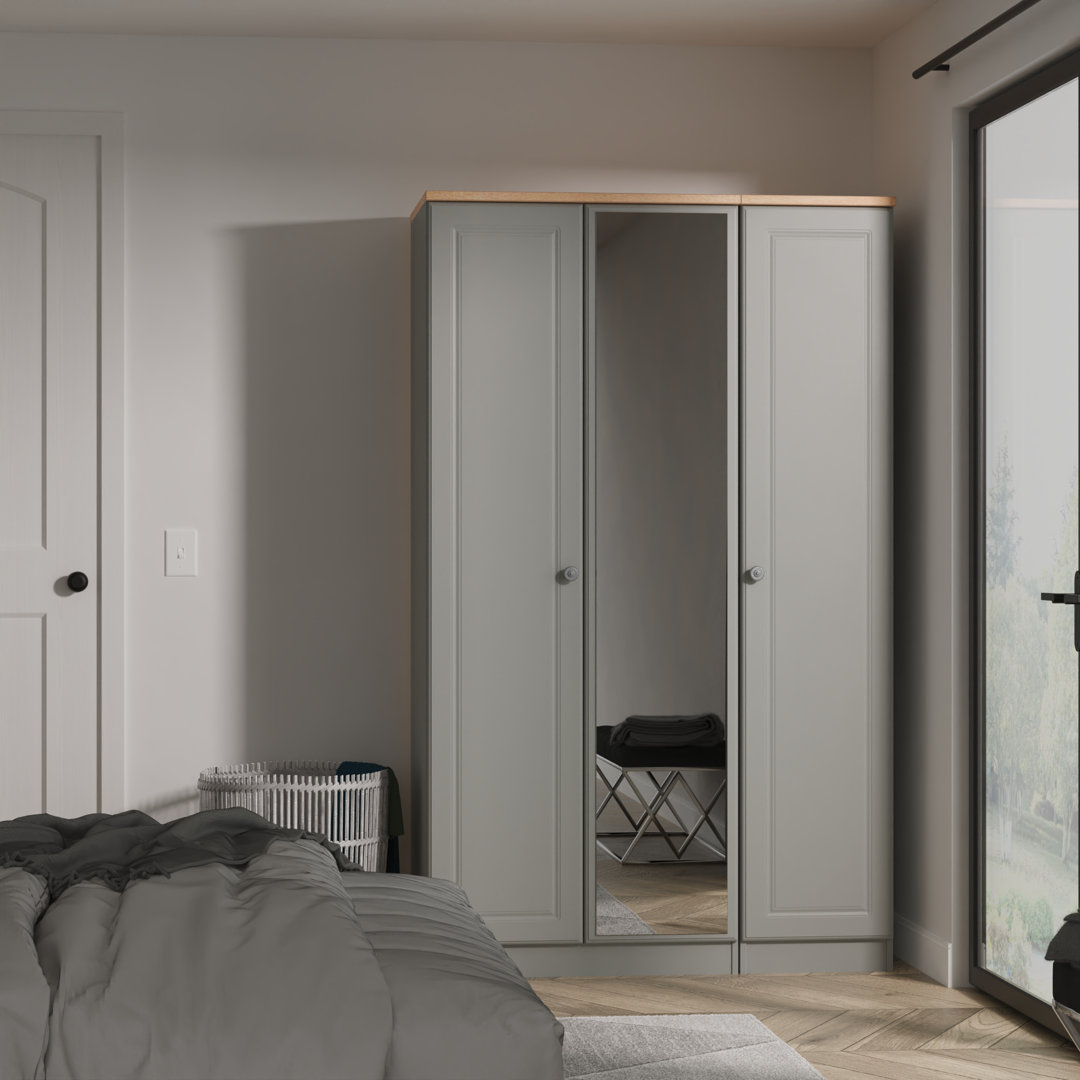 Arpelar Triple Mirror Wardrobe in White Ash & Bardolino Oak (Ready Assembled)