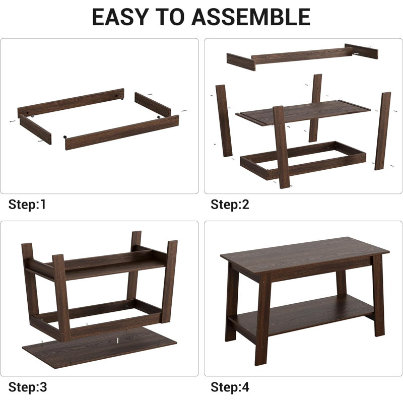 31.5 Inch Coffee Table with 2-Tier Storage, Modern Industrial Rectangular Living Room Table, Compact MDF & Particle Board Build, Durable & Easy Assembly, Ideal for Apartments & Offices