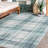 NELE Machine Washable Modern Lattice Area Rug Blue/Ivory Multi-82962412