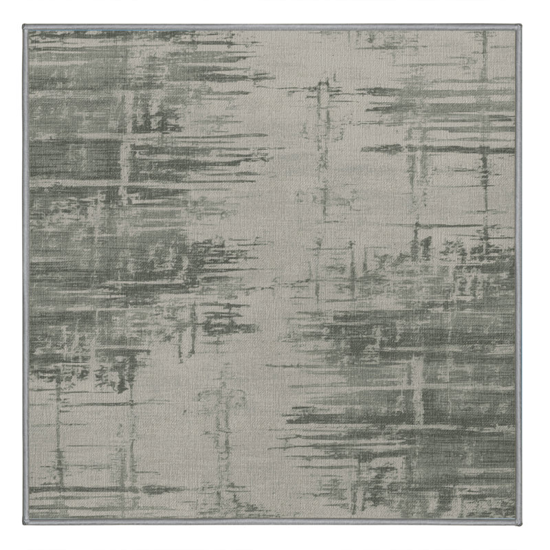 Machine Washable Abstract Gray Area Rug, Square 4'
