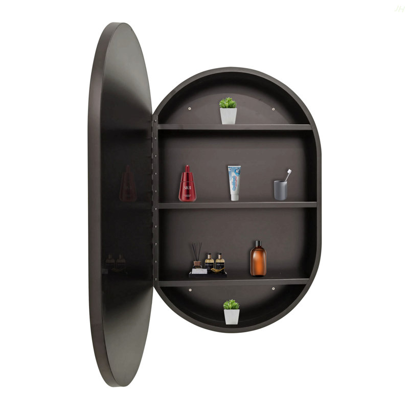 Armoire à pharmacie murale avec cadre en métal noir 31 x 21 po avec miroir