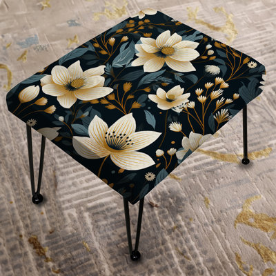 White And Black Magnolias Floral Pattern III - Floral Rectangle Ottoman