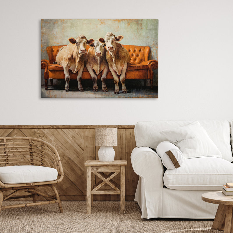 Cows Just Chillin 'Canvas, design par Tina LeCour, H 24 po x l 36 po