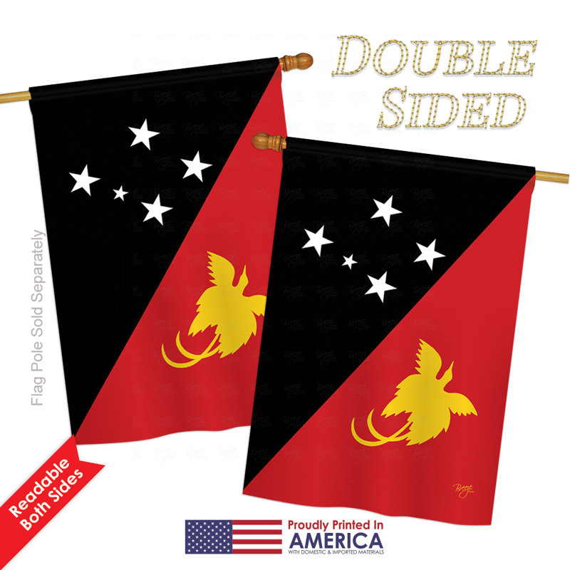 Drapeau maison en polyester 2 côtés papouasie-nouvelle-guinée, H 18,5 po x l 13 po