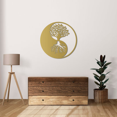 Arbre Yin Yang, art mural en métal Ombre 3D, intérieur et extérieur