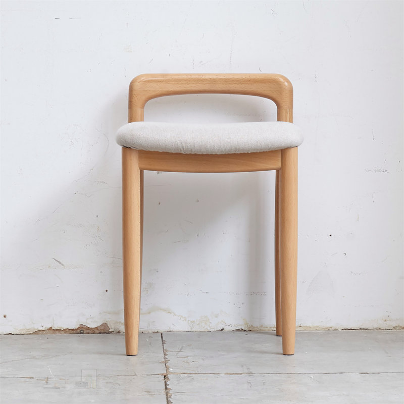 Banc de lit avec tabouret en bois de hêtre naturel, bords doux, confortable et élégant pour la salle à manger et la chambre à coucher