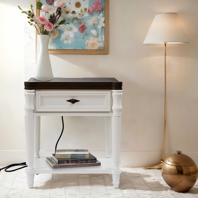Table de chevet rétro 24 "à deux tons