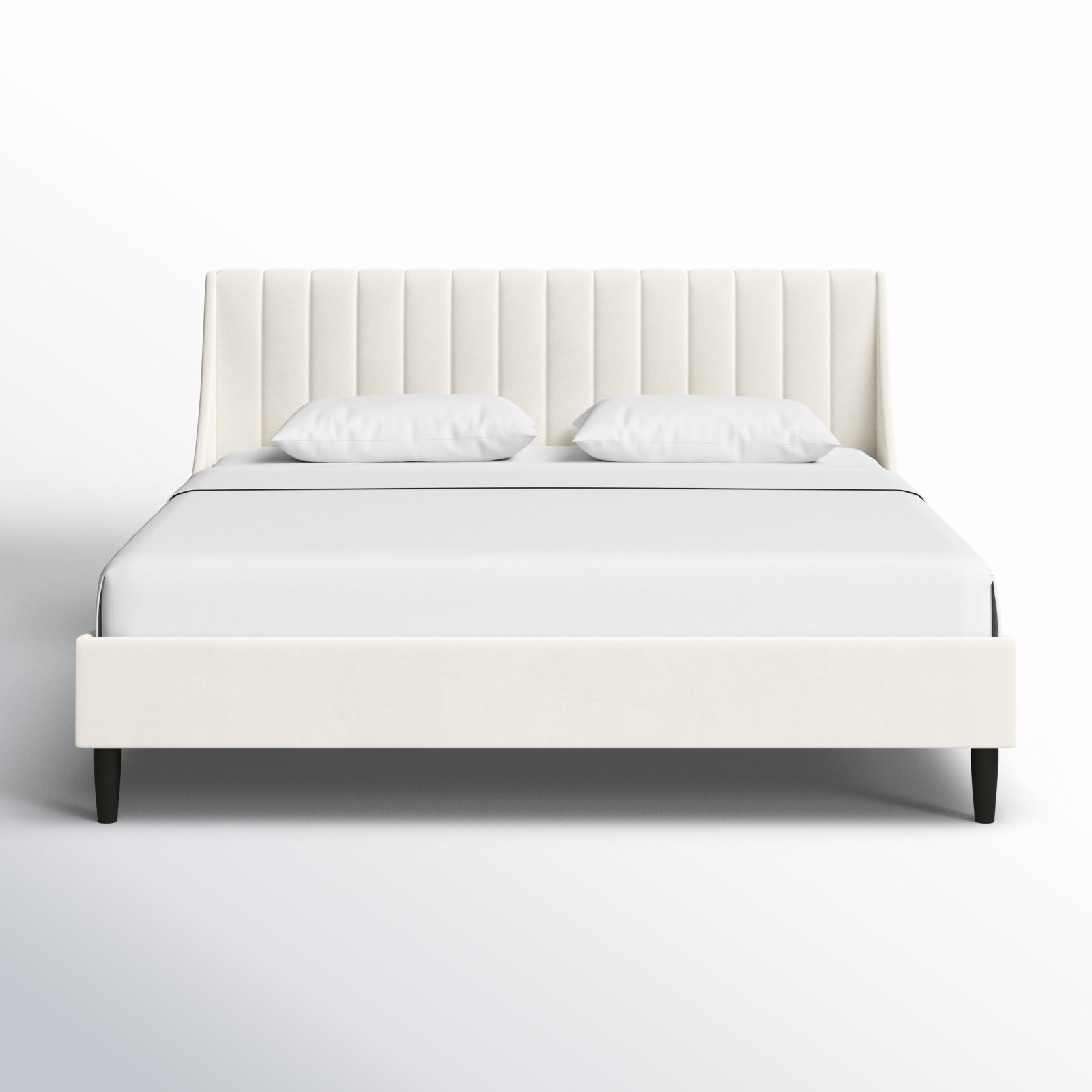 Helaina Velvet Upholstered Wingback Bed, King, Cloud White Velvet