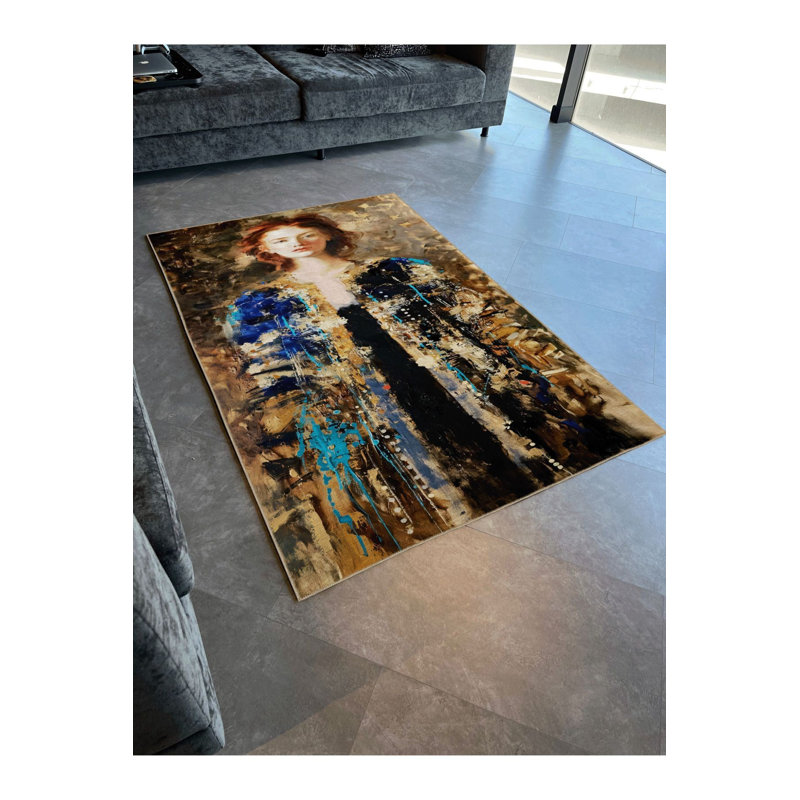 Tapis jaune lavable à motif jaune, Tapis de couloir 2 pi 6 po x 6 pi 7 po inclus