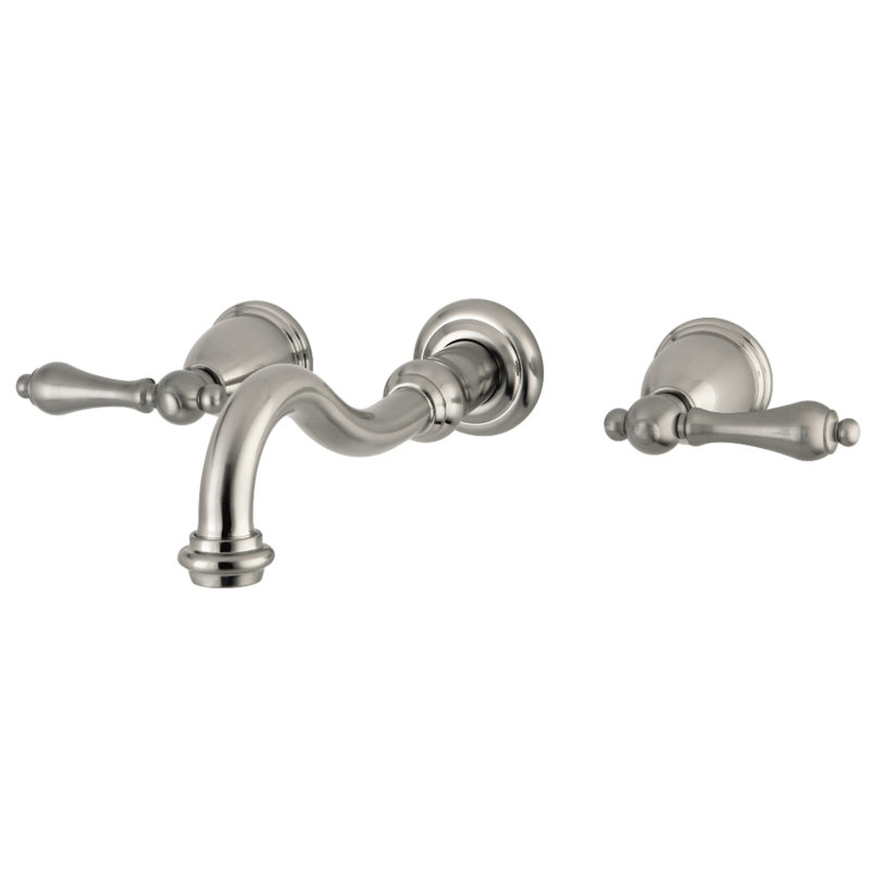 Kingston Brass Restoration Two-Handle 3-Hole Wall Mount Tub Faucet, Brushed Nickel