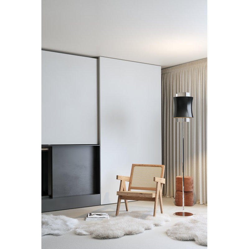 Fez 140cm Chrome Traditional Floor Lamp, Glossy Black