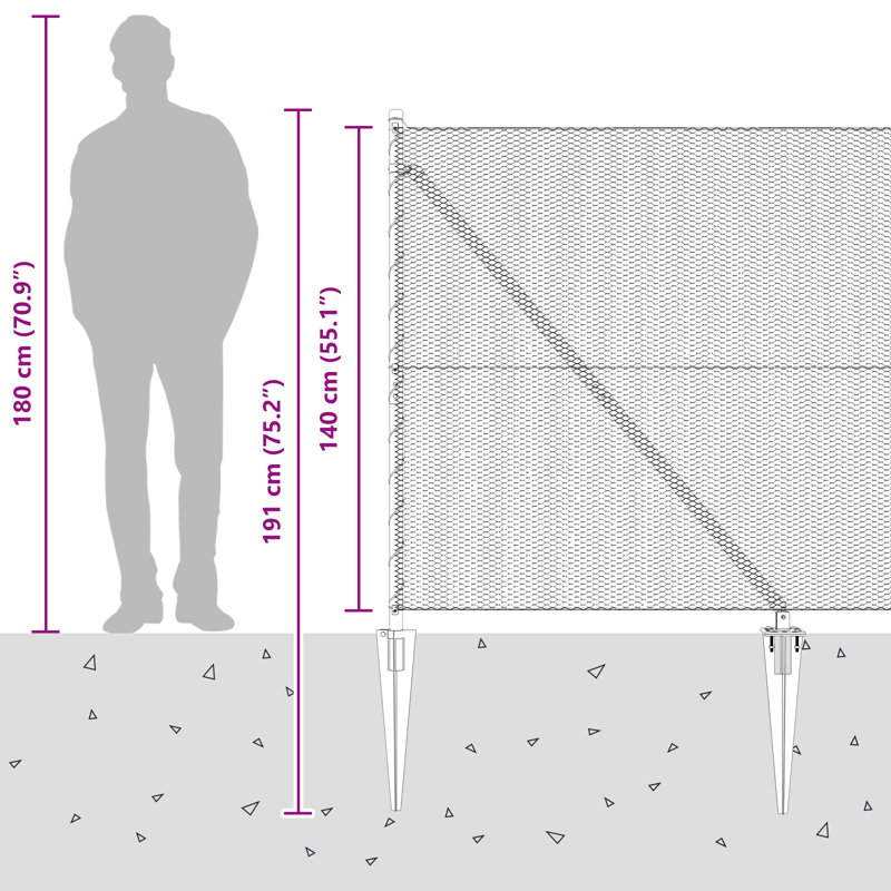 Hexagon Fence Steel, Black, 140cm H x 2500cm W