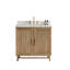 Meuble-lavabo sur pied 36 po avec lavabo simple 36 po en bois massif et plateau blanc