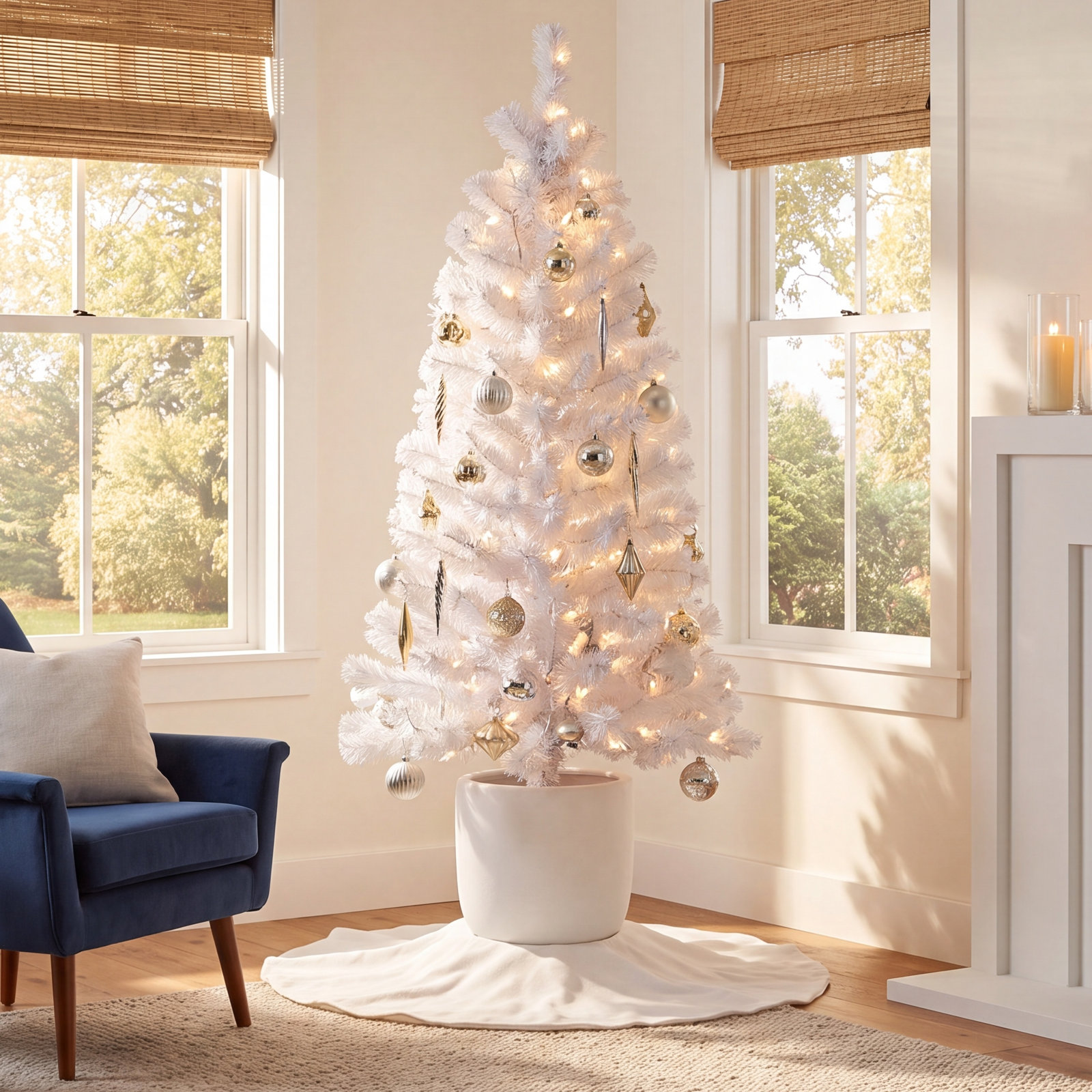 Potted Frosted 3.5' Pre-Lit Pine Christmas Tree