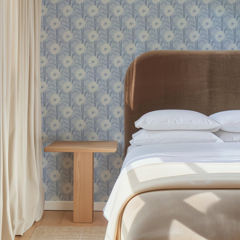 Woodland Bloom - Floral Wallpaper, Jade, Faux Grasscloth