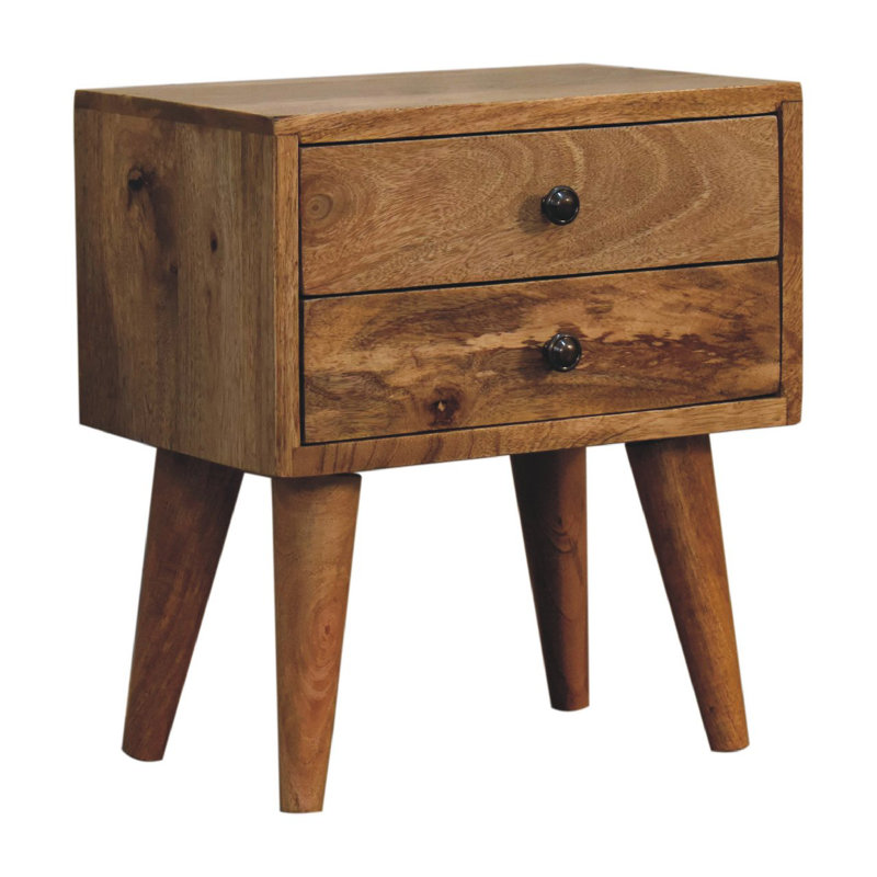 Chapmanville 35cm W Solid Wood Bedside Table, Oak-ish