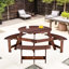 Table de pique-nique d'extérieur pour 6 personnes - 3 bancs encastrés, trou de parasol, banc de salle à manger brun, meubles imperméables