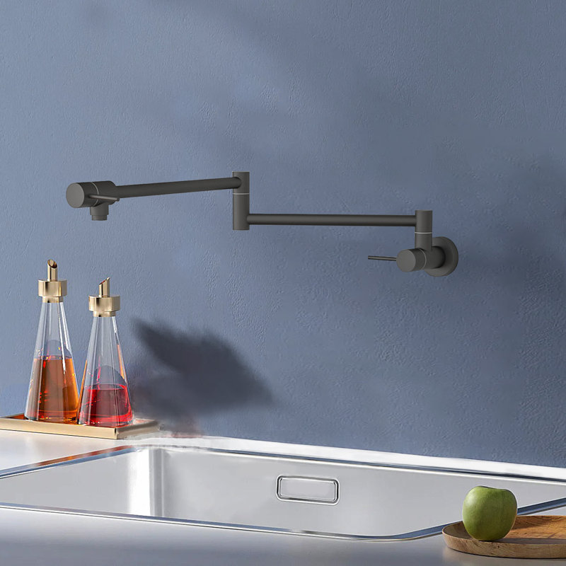 Pot Filler Faucet - Wall Mount Kitchen Sink Faucet, Matte Black