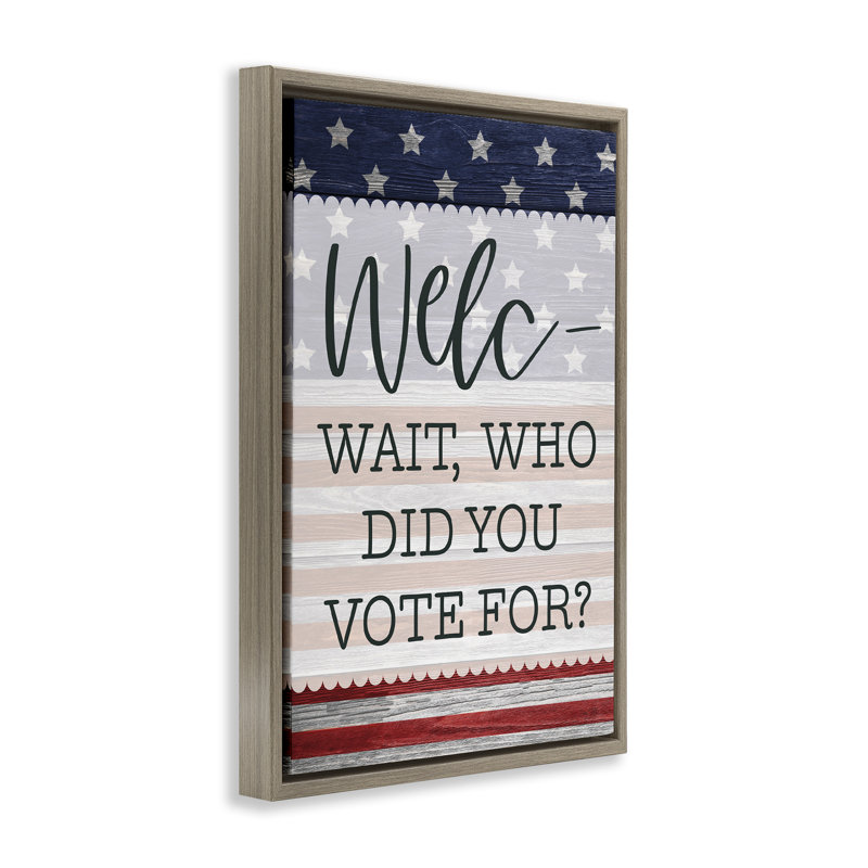Cadre politique "Welcome", design par Lux + Me Designs, H 31 po x l 21 po, Cadre flottant orme Montalcino