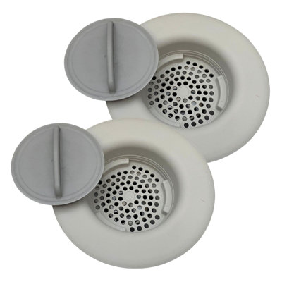 Flex Strainer Sink Strainer & Stopper 2N1 Fits Most 3.5” Drains & Disposals Grey 2PK