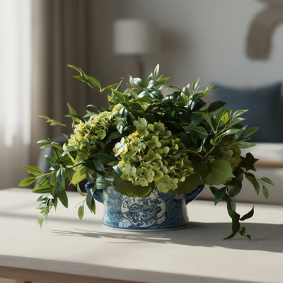 Nadeau Hydrangea Centerpiece in Decorative Pot