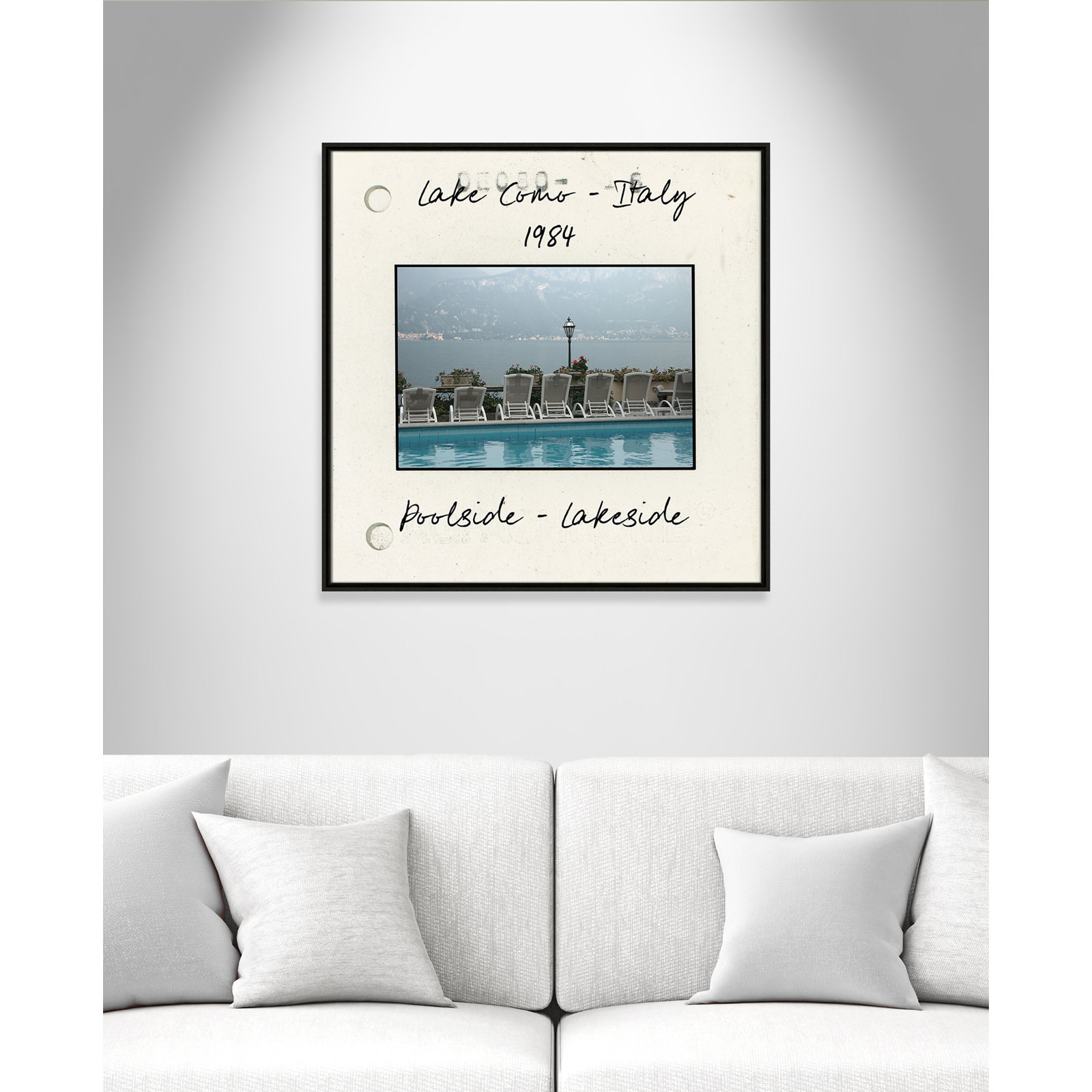 Travel Slide Collection "Lake Como, Italy" Print, Espresso Floater Framed Canvas, 31.5" H x 31.5" W x 2" D