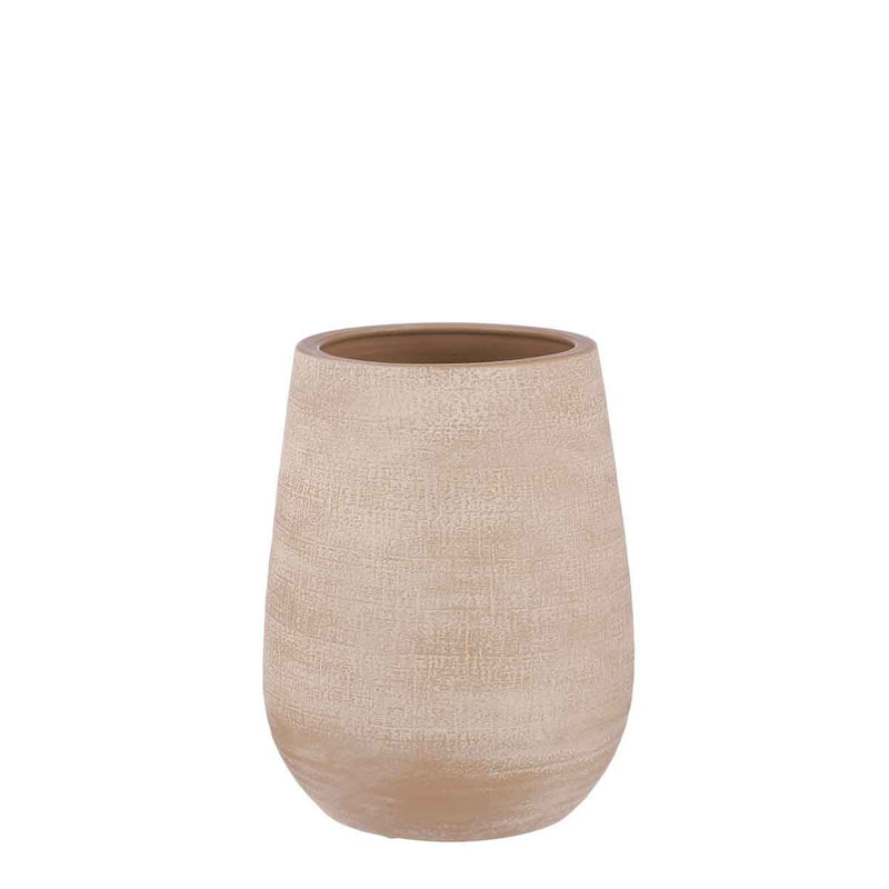 Rothmar Handmade Terracotta Table Vase, Beige, 50cm H  x 29cm W x 29cm D