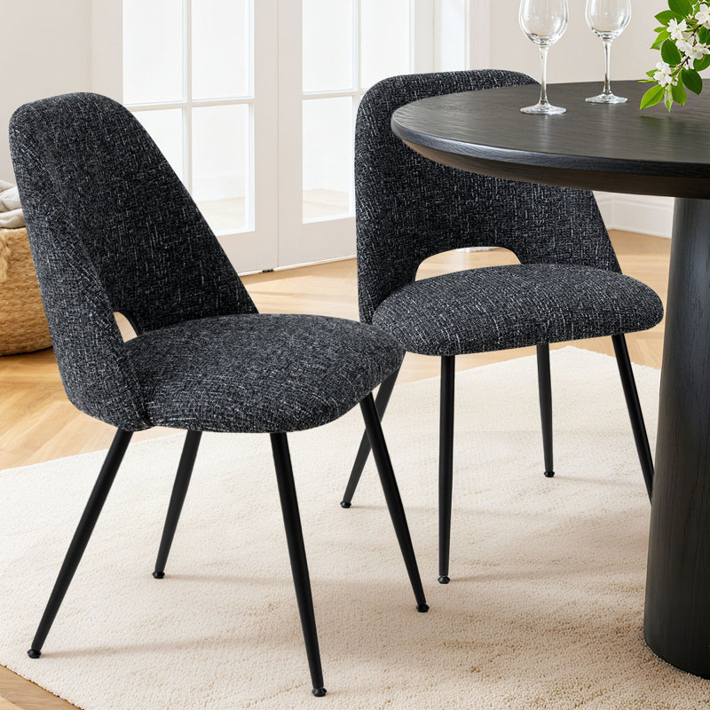 Chaises d'appoint rembourrées de 19 po en tweed, Noir