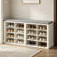 Banc de rangement moderne avec coussin, banc à chaussures 16 paires, banc de rangement pour chaussures d'entrée, banc à chaussures rembourré pour vestibule, vestibule, couloir-1506127231