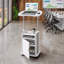 Chariot pour ordinateur portable roulant assis-à-debout, blanc avec rangement
