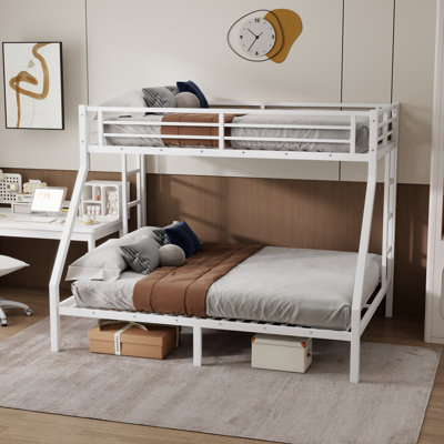Lit superposé simple au-dessus de grand lit en métal pour les adolescents et les adultes, peu encombrant / sans sommier