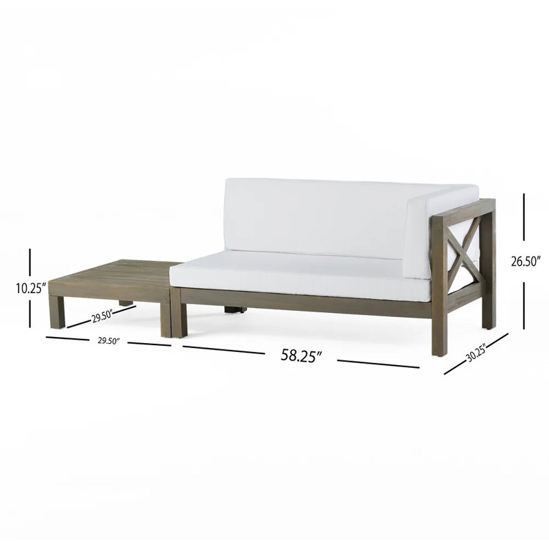 Banc d'angle | Bois d'acacia | Blanc | L 58,25 po x l 30,25 po x H 26,50 po