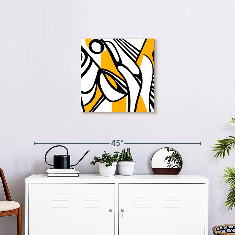 Lignes noires et jaunes Avery, H 20 po x l 20 po