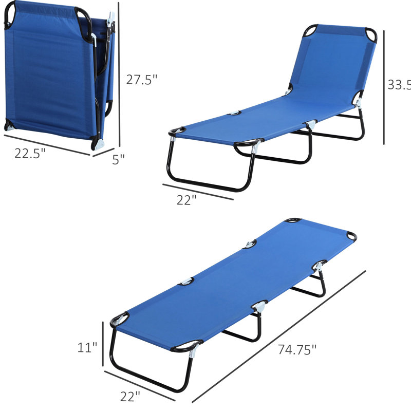 Patio Lounge In Blue - Dossier réglable à 5 positions, siège en tissu pour chaise d'extérieur avec tissu inclinable, cour portative