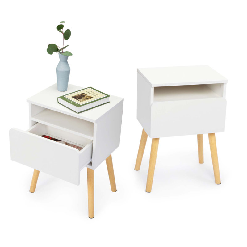 Table de chevet moderne 2 pièces avec tiroirs et tablettes, idéale pour les meubles de chambre à coucher et de salon