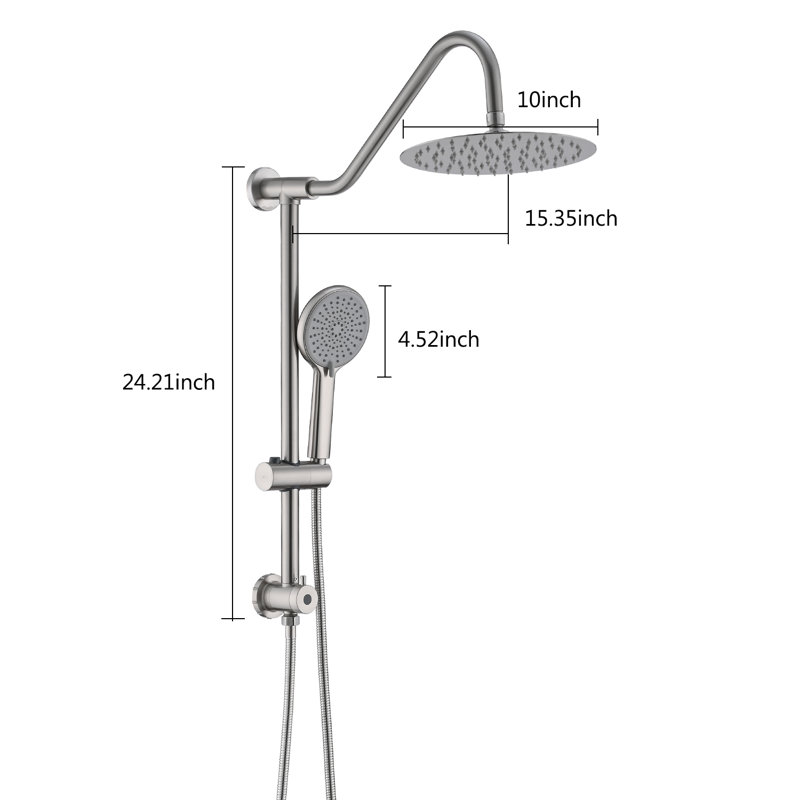 Pomme de douche double à jet de pluie, Nickel brossé
