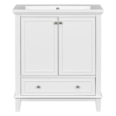 Meuble-lavabo de 30 pouces avec lavabo, armoire de rangement multifonctionnelle et tablette réglable pour les salles de bain modernes