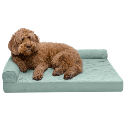 Paw-Quilted Orthopedic Chaise Lounge Bolster Pet Bed