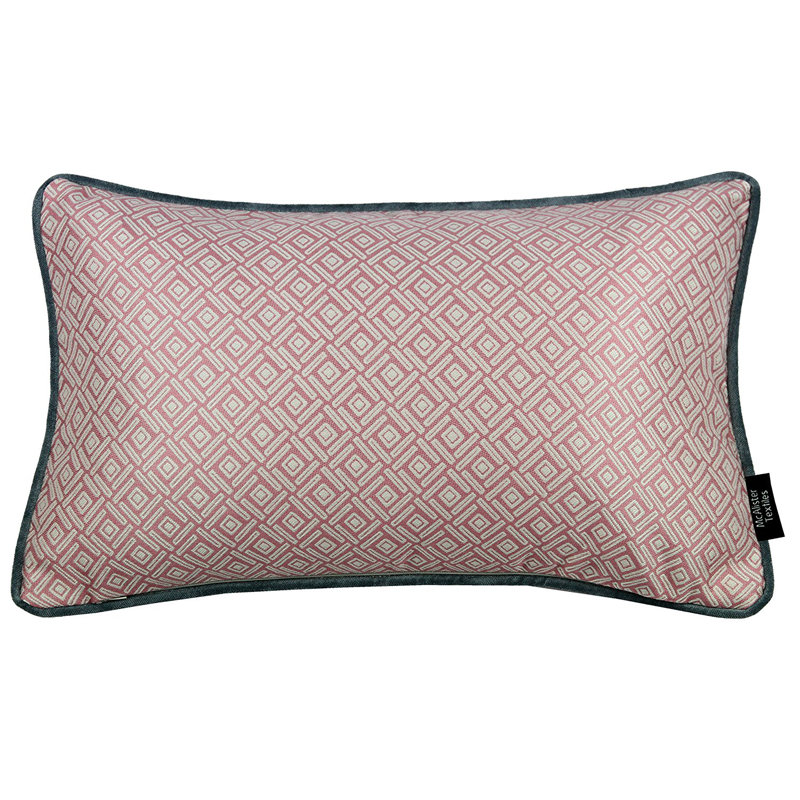 Hudepohl Geometric Rectangular Cushion, 30 x 50cm, Blush