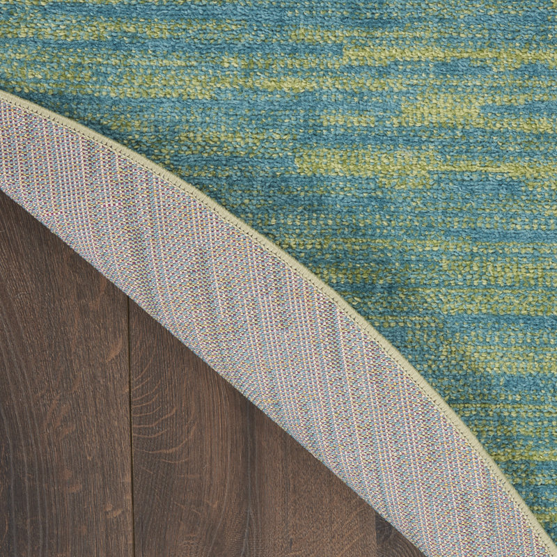 Tapis bleu / vert Nourison Essentials, Rond 4 pi