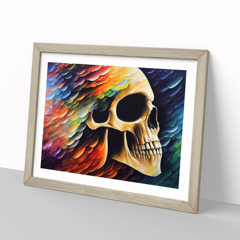 XH1022-7850X Skull In Colour Vol.2 Abstract - Single Picture Frame Print, Oak Framed, 25cm H x 34cm W x 2cm D