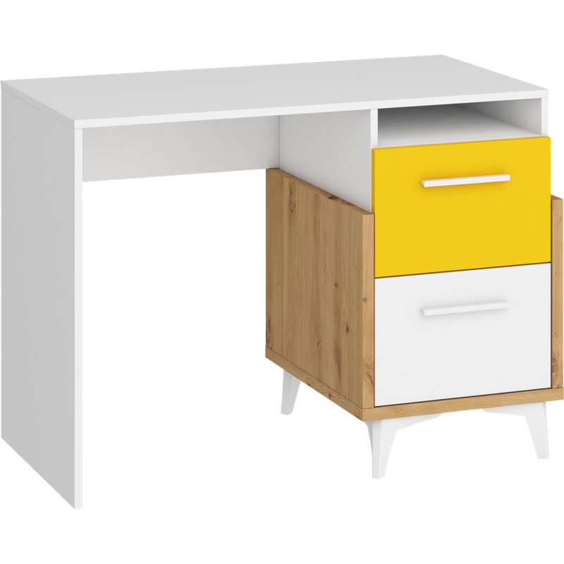 Mazzeo Writing Desk, 76cm H x 105cm W x 57cm D, Yellow, Right