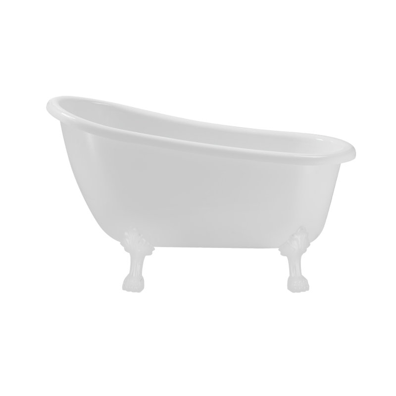 53.1'' x 25.6'' Freestanding Soaking Acrylic Bathtub, Glossy White, Brushed Gun Metal