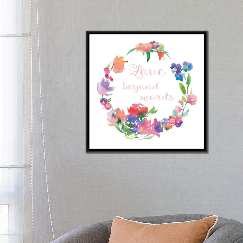 «Love Beyond Words», impression sur toile, H 18 po x l 18 po x P 1,5 po, Toile encadrée noire, Pas de tapis