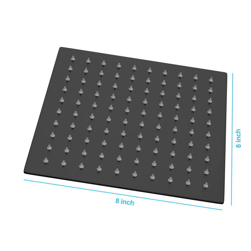 8 Inch Stainless Steel Shower Head, Square,, Matte Black