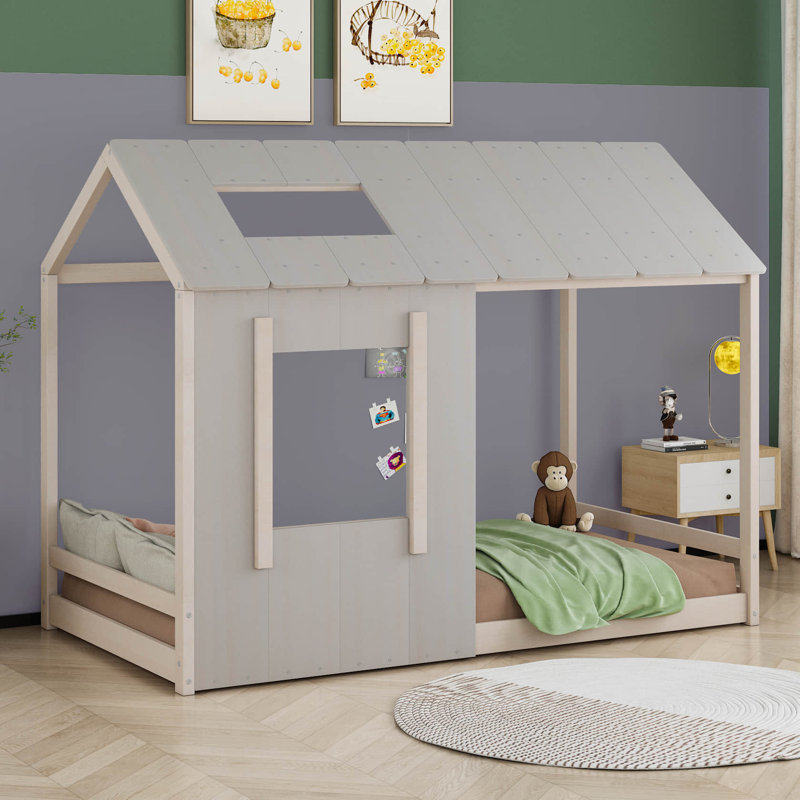 Lit plateforme simple Panguitch, Blanc / Gris