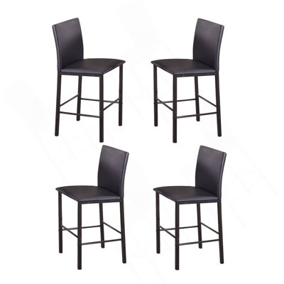Chaises de salle à manger à hauteur de comptoir en métal Citico avec structure en métal noir, ensemble de 4