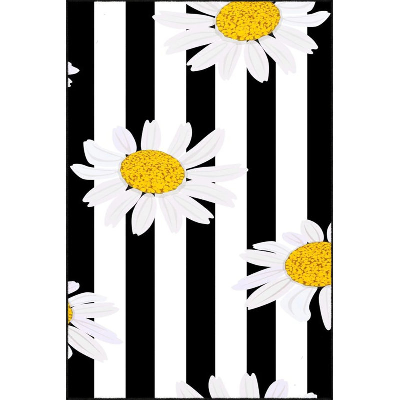 Tapis décoratif rayé à motif géométrique moderne, Rectangle 2 pi 4 po x 4 pi