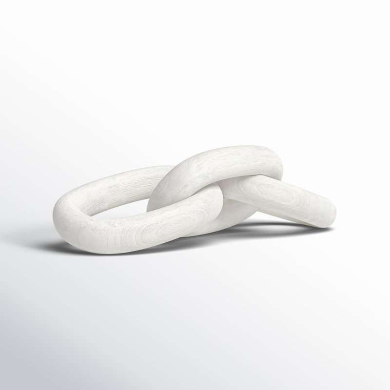 Decorative Object Paulownia Wood Sculptural Interlocking Chain Link Design Modern Accent Piece with Abstract Organic Form Stylish Home Decor Element for Contemporary Artistic Display.