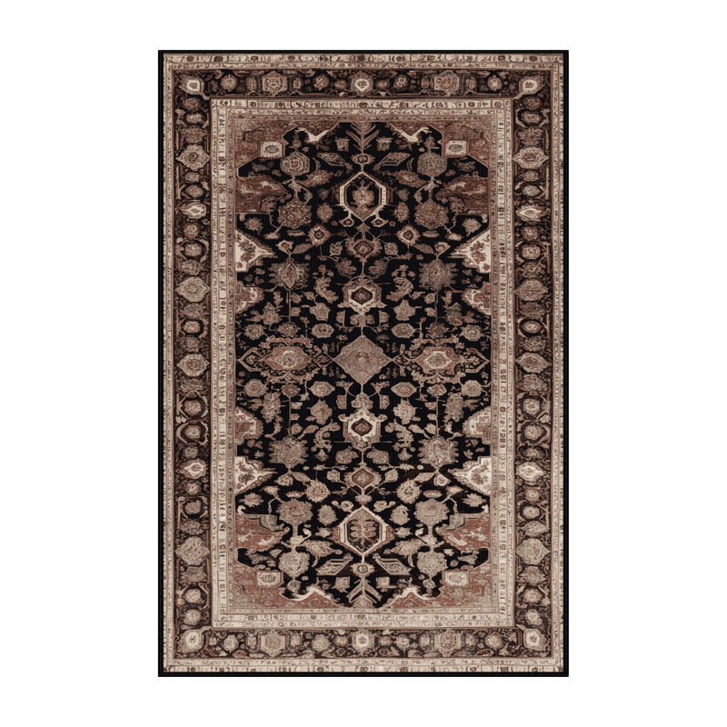 Machine Washable Persian Brown Area Rug, Runner 2' x 5'